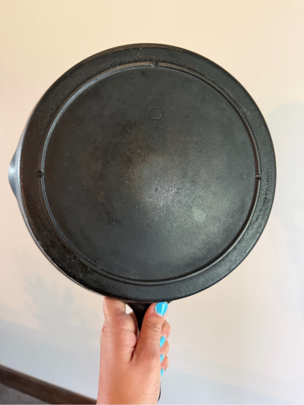 VINTAGE CAST IRON Skillet Pan NO 8 #8 SKILLET FLAT SEASONED